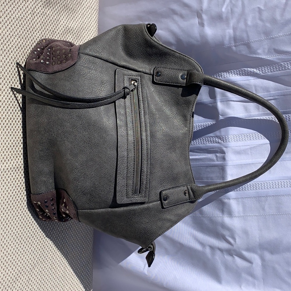 Gray large tote purse